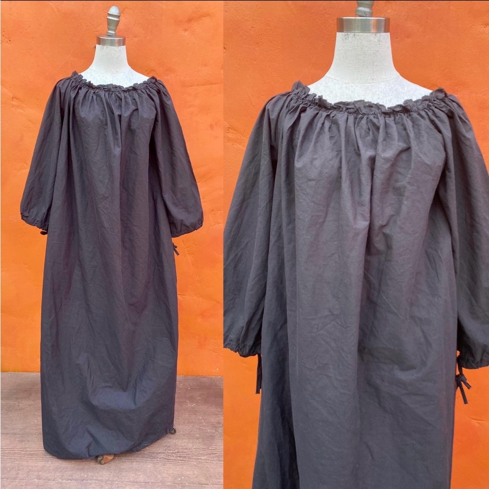 Black cotton chemise dress